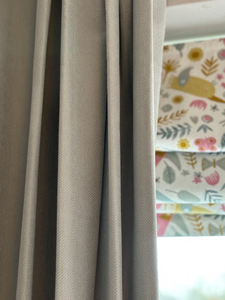 Chenille Herringbone Curtains - Space Grey