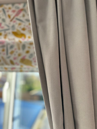 Chenille Herringbone Curtains - Space Grey